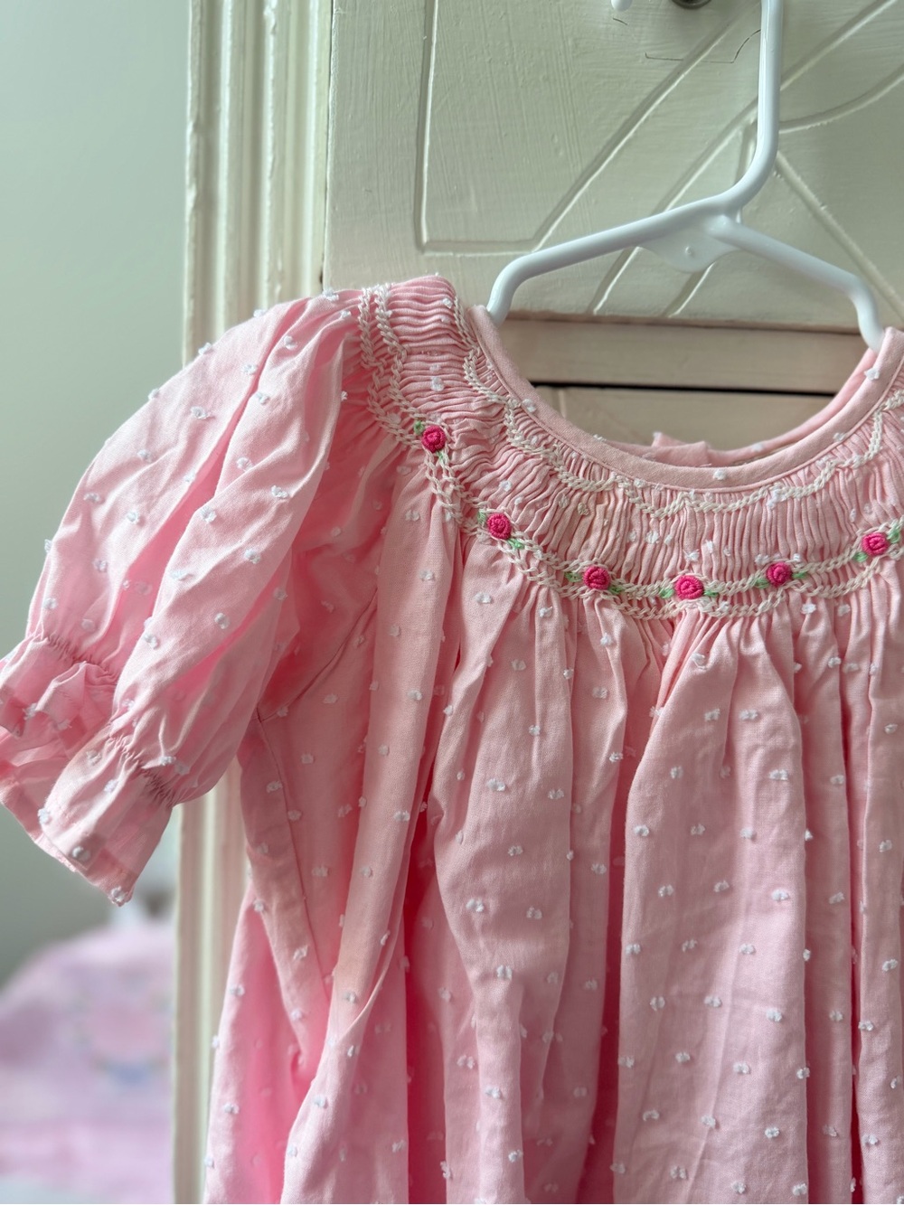 TBBC 12/18M Girls' Pink Smocked Floral-Trim Bubble
